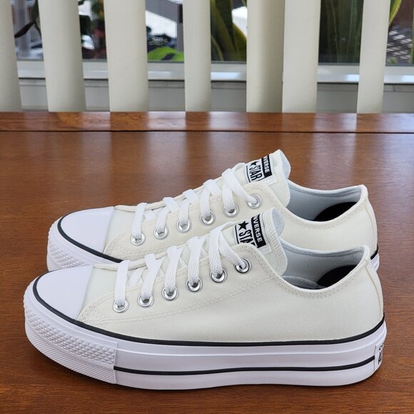 Converse Women's Chuck Taylor All Star Lift Ox Canvas A09992C Egret/White/Black - Picture 6 of 12